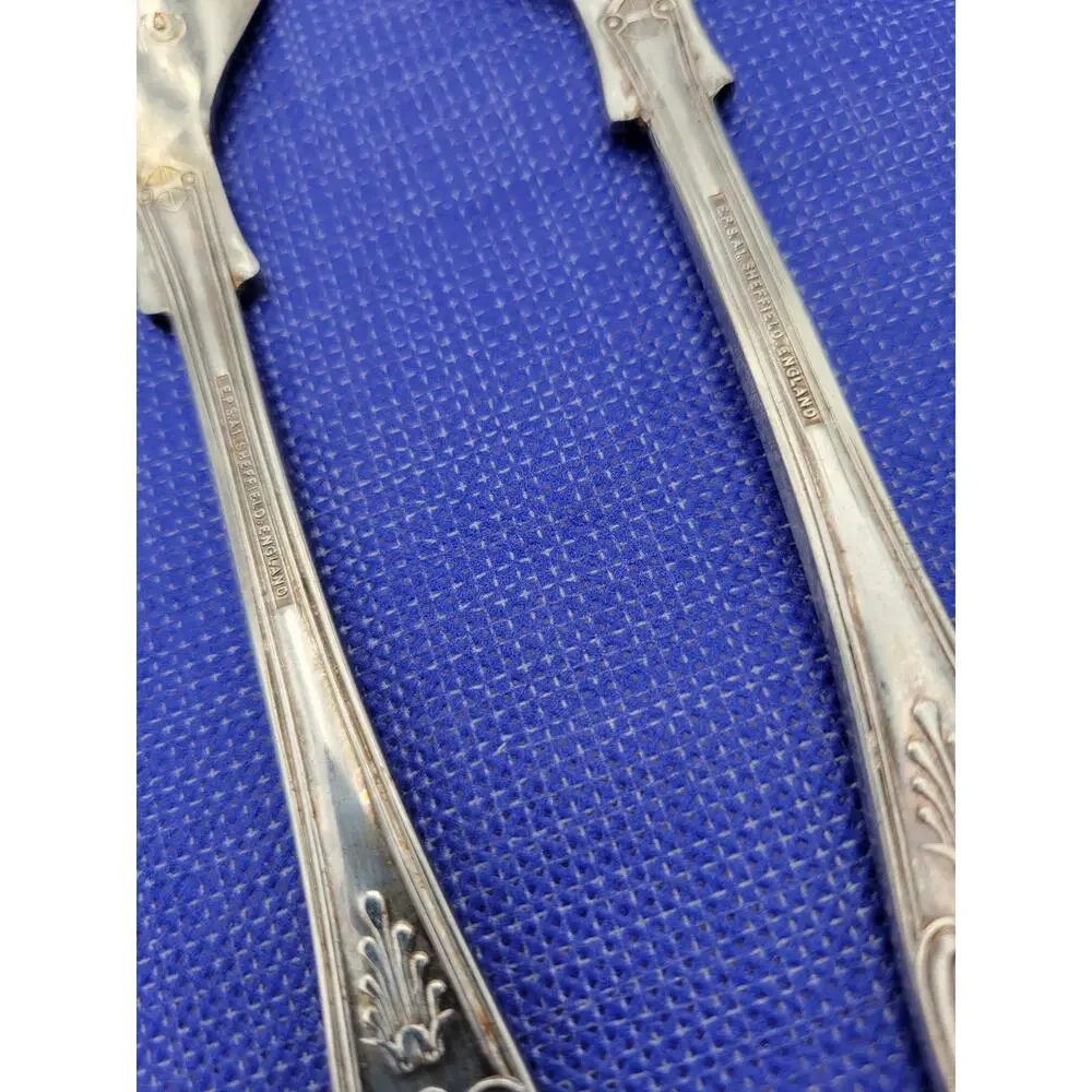 Sheffield EPSA1 Kings Pattern Silverplate Salad Server Set 2 England Vtg